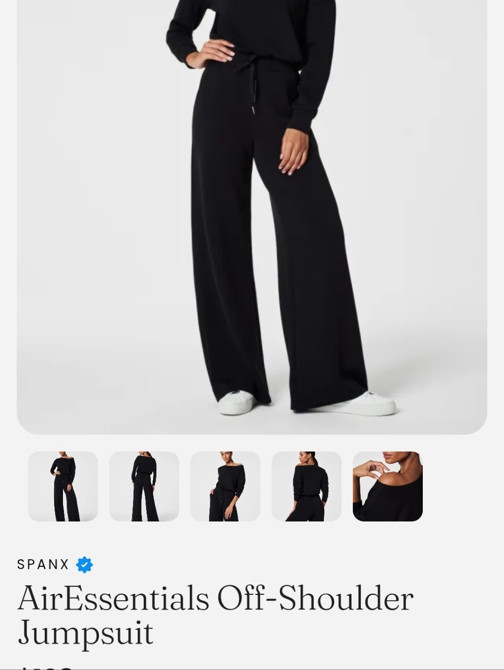 SPANX Black Long-Sleeve Drawstring-Waist Jumpsuit